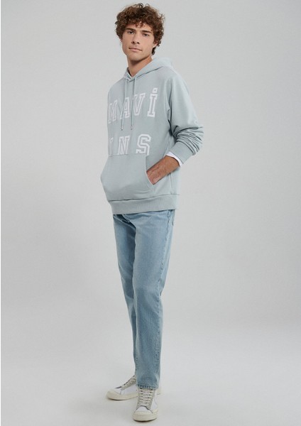 Jns Baskılı Kapüşonlu Mavi Sweatshirt 0S10087-70802