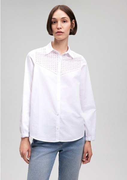 Dantel Detaylı Beyaz Gömlek 1210664-620 fırsatları
