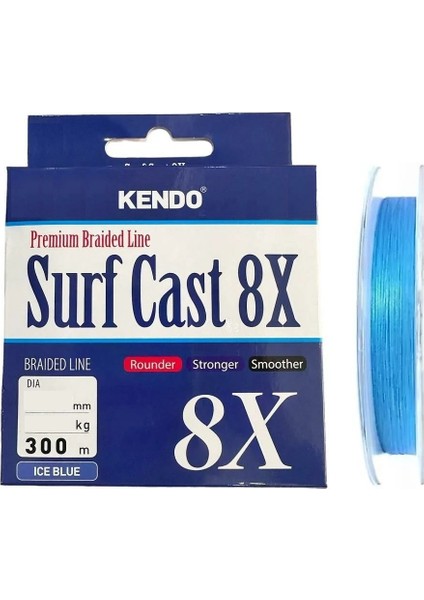 Kendo Surf Cast 8x Fighting 300MT Örgü Ip Misina (Ice Blue)