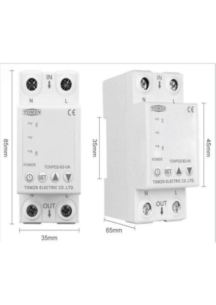 Voltaj ve Akım Koruma Rölesi 63A Monofaz Yüksek Gerilim Akım Koruyucu Röle Elektrik Bekçisi