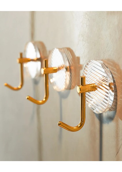 Mutfak Banyo Düzenleyici Gold Detay Yapışkanlı Kristal Askı 3 Adet