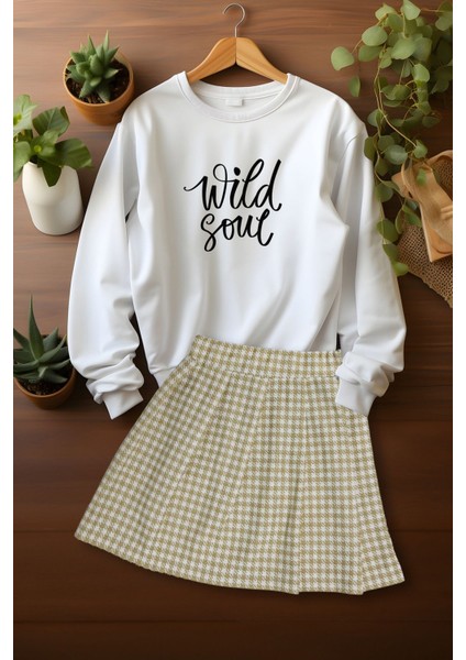 Tarz Ekose Etek Wild Soul Sweat Etek Alt Üst Takım modelleri