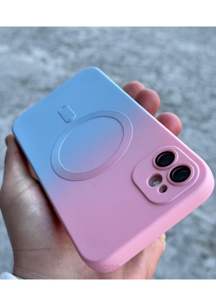 iPhone 12 Kılıf Magsafe Manyetik Kablosuz Şarj Lens Koruma Ombre Renk Geçişli Colorful Rainbow Case