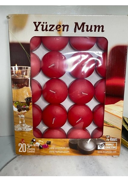 Kırmızı Yüzen Mum 20 Li