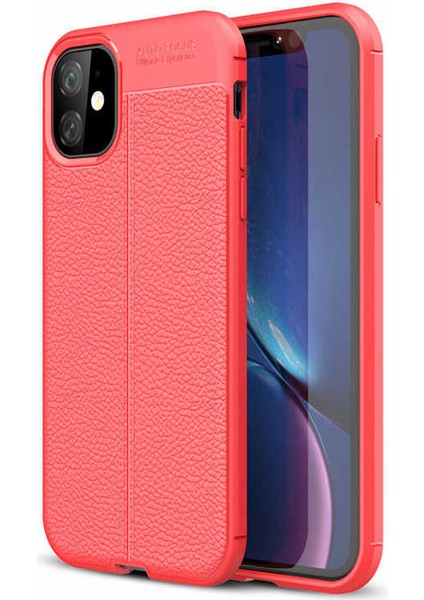 Apple iPhone 11 ile Uyumlu Kılıf Deri Görünümlü Silikon Telefon Kılıfı Kapak