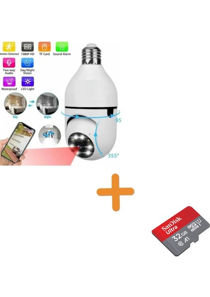 Kablosuz Kamera Gece Görüş Bebek Güvenlik Akıllı Ampul Wifi Kamera