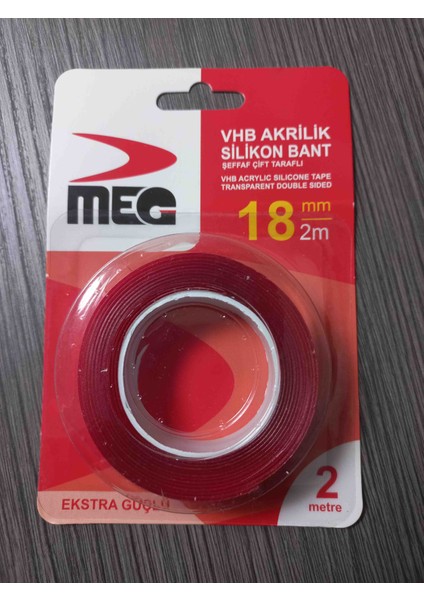 Meg Çift Tarafli Silikon Bant 18MMX2 Metre