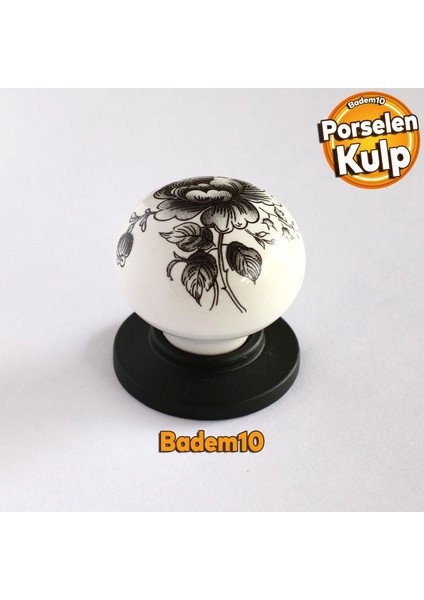 Gül Gerçek Porselen Düğme Kulplar Mobilya Mutfak Dolabı Çekmece Dolap Kapak Kulpu Kulbu Siyah