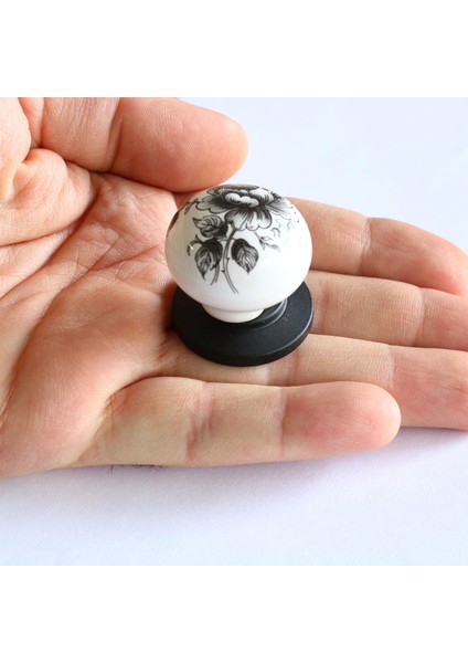 Gül Gerçek Porselen Düğme Kulplar Mobilya Mutfak Dolabı Çekmece Dolap Kapak Kulpu Kulbu Siyah fırsatları