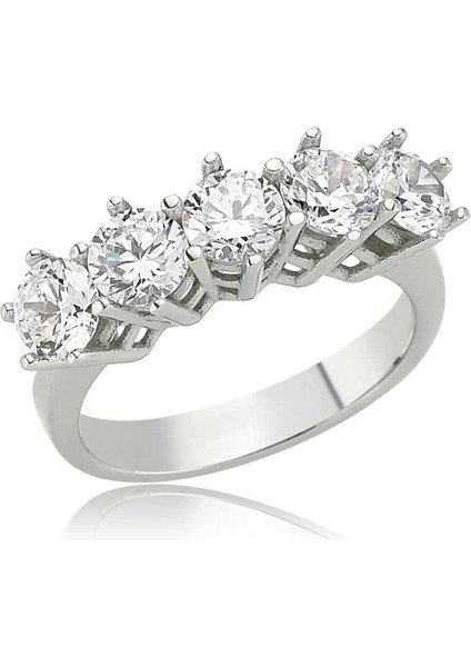 Gümüş Işıklı Kutulu 5 Taş Kadın Yüzük SL6565 fiyatları