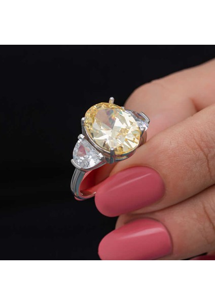 Gümüş Sitrin Zirkon Taşlı Kadın Yüzük SL6832 fiyatları