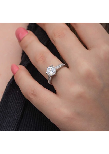Gümüş Tek Taş Kadın Yüzük SL6874