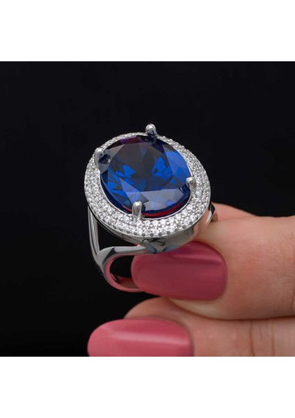 Gümüş Safir Taşlı Kadın Yüzük SL6826 fiyatları