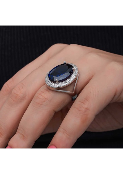 Gümüş Safir Taşlı Kadın Yüzük SL6826 fırsatları