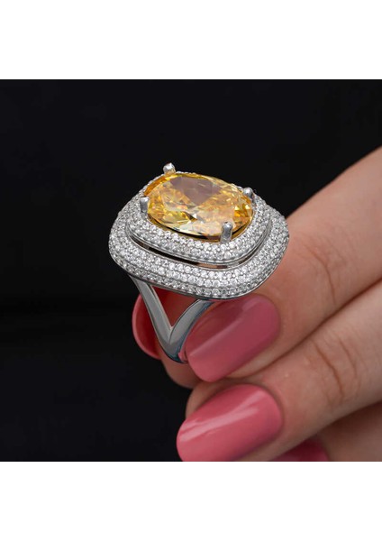 Gümüş Sitrin Taşlı Kadın Yüzük SL6829 modelleri