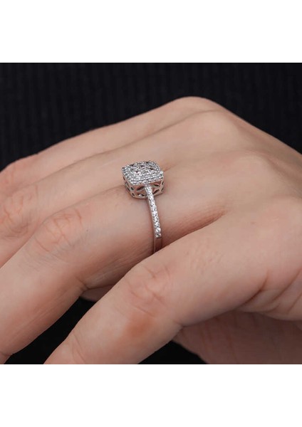 Gümüş Kare Zirkon Taşlı Kadın Yüzük SL6877 indirimleri