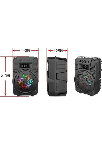 ZQS1431 Rgb Ledli Fm Radyolu USB ve Mikrofon Girişli 4 Inç 8W Bluetooth Hoparlör