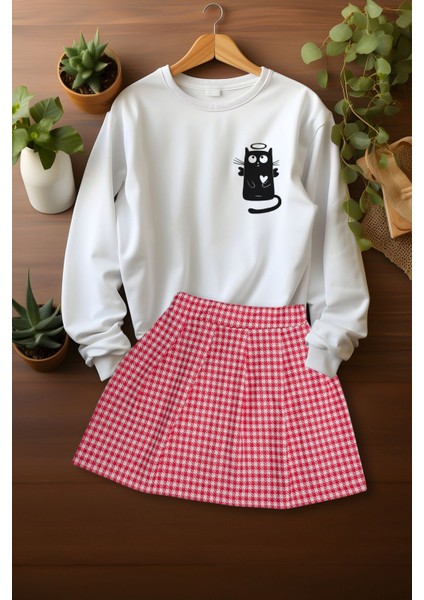 Tarz Sweat Ekose Etekli Alt Üst Takım fırsatları