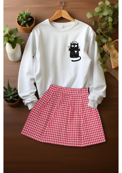 Tarz Sweat Ekose Etekli Alt Üst Takım indirimleri