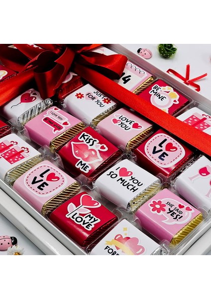 Sevgiliye Aşk Temalı Kare Çikolata 24'lü fiyatları