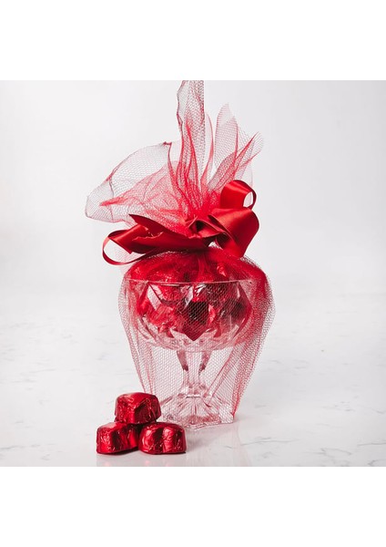 Sevgiliye Cam Kase Yaldızlı Çikolata Ayaklı