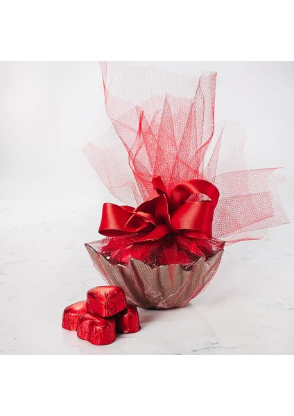 Sevgiliye Cam Kase Yaldızlı Çikolata