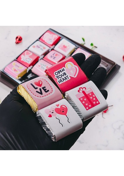 Sevgililer Günü Baskılı Ince Kare Delux Çikolata modelleri