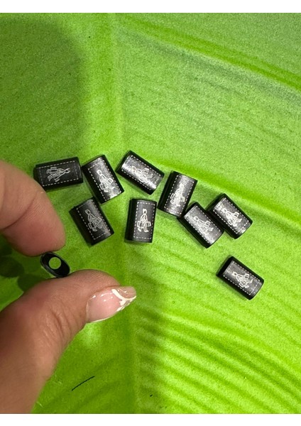 1 cm 10 Adet Metal Siyah Çocuk Desenli Bağucu Delikli Stoper Giyim Dikiş