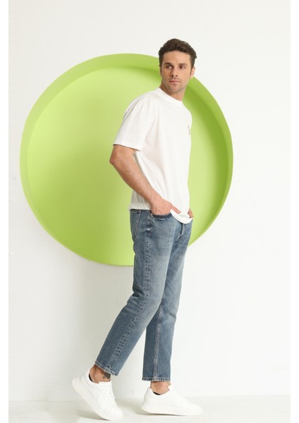 Erkek Ps Baskılı Oversize T-Shirt Ekru fırsatları