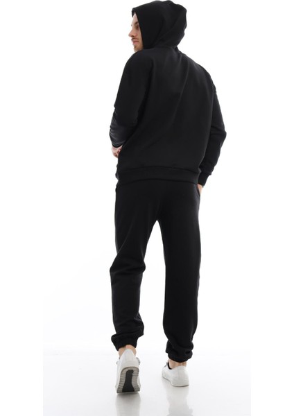 Erkek Kapüşonlu Kanguru Cepli Sweatshirt Siyah