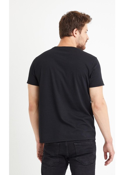 Erkek Bisiklet Yaka Regular Kalıp 5 Li T-Shirt Paket Siyah modelleri