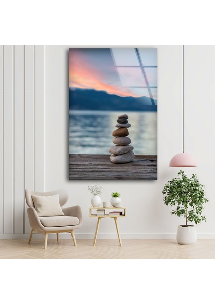 Dengeli Taşlar Temperli Cam Duvar Tablosu