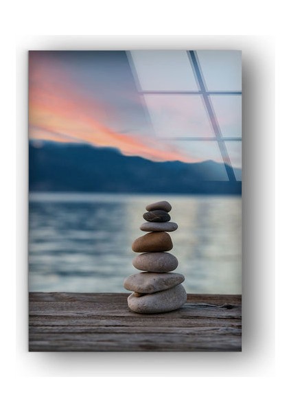 Dengeli Taşlar Temperli Cam Duvar Tablosu fiyatları