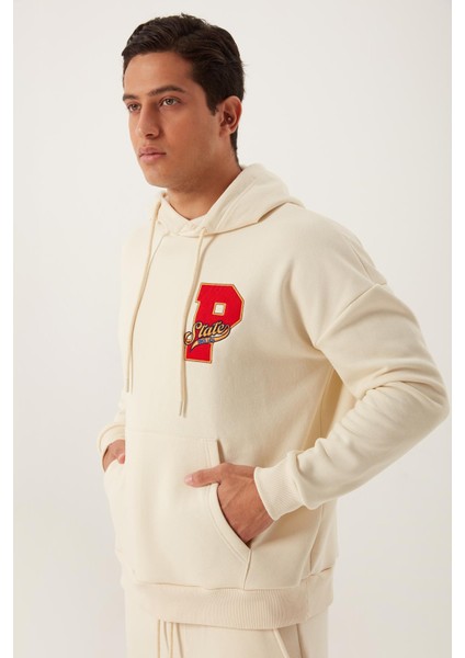 Erkek Kapüşonlu 3 Iplik Sweatshirt Ekru modelleri