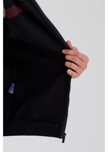 Age Of State Nakışlı Fermuarlı 3 Iplik Sweatshirt Siyah modelleri