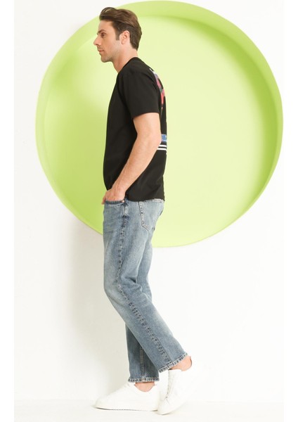 Erkek Polo Baskılı Oversize T-Shirt Siyah modelleri