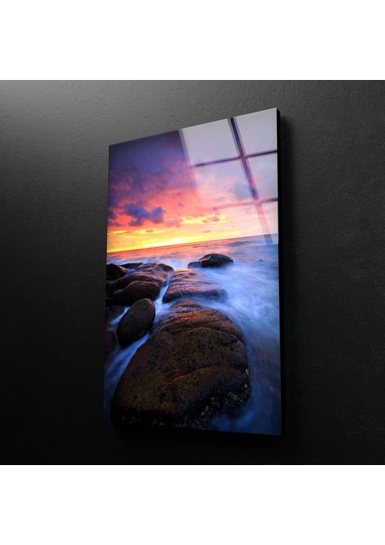 Doğa Manzaralı Dalgalar Cam Duvar Tablosu fiyatları
