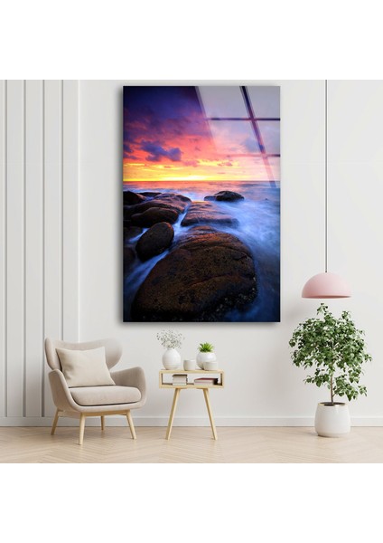 Doğa Manzaralı Dalgalar Cam Duvar Tablosu modelleri