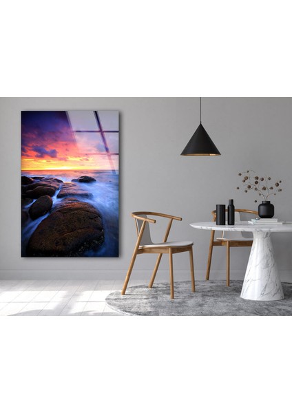 Doğa Manzaralı Dalgalar Cam Duvar Tablosu fırsatları