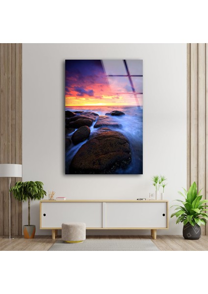 Doğa Manzaralı Dalgalar Cam Duvar Tablosu indirimleri