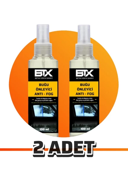 2 Adet Buğu Önleyici Sprey 100 Ml(Araç-Kask-Gözlük-Ev-Işyeri Camı Buğu Önleyici)