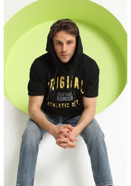 Erkek Kapüşonlu T-Shirt Siyah modelleri