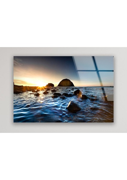 Gün Batımı Manzarası Temperli Cam Duvar Tablosu