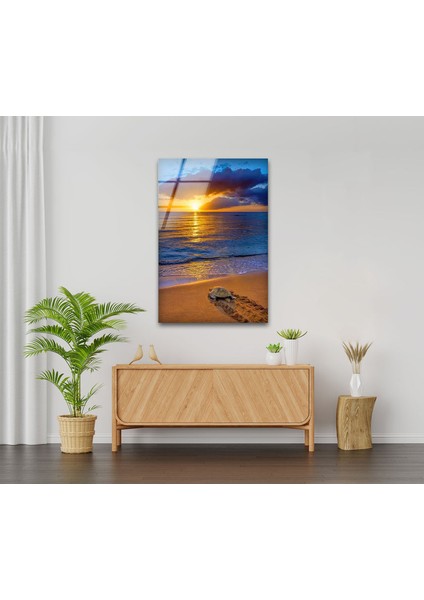 Deniz Gün Batımı Manzarası Cam Duvar Tablosu fiyatları