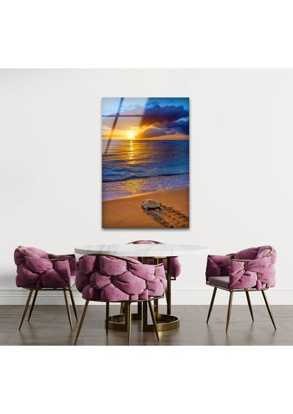 Deniz Gün Batımı Manzarası Cam Duvar Tablosu modelleri