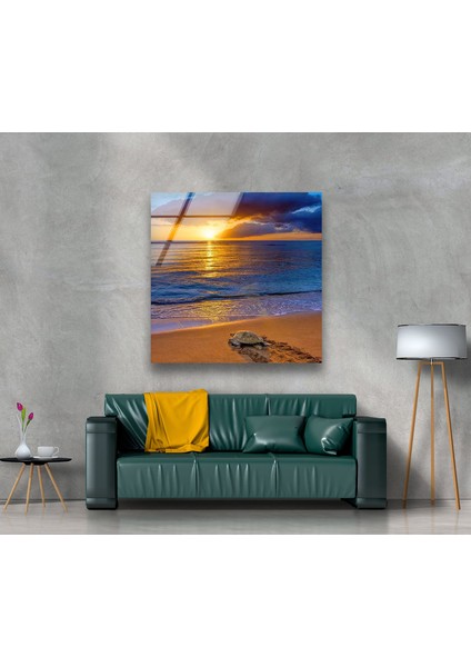 Deniz Gün Batımı Manzarası Cam Duvar Tablosu fırsatları