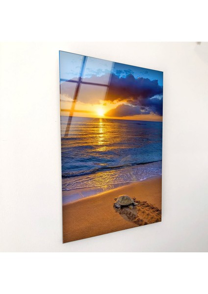 Deniz Gün Batımı Manzarası Cam Duvar Tablosu indirimleri