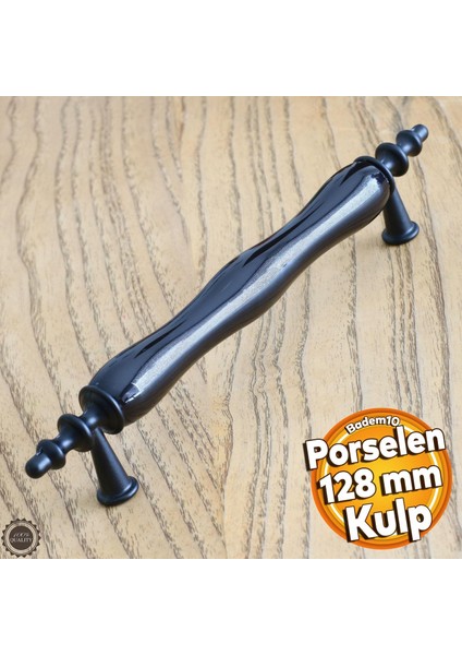 Gül Gerçek Porselen Siyah 128 mm Kulplar Mobilya Mutfak Dolabı Çekmece Dolap Kapak Kulpu Kulbu