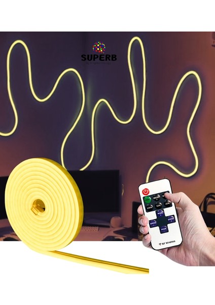 Neon LED Şerit Seti 5 Metre Kumandalı ve Adaptör