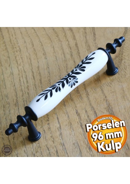 Gül Gerçek Porselen Siyah Beyaz 96 mm Kulplar Mobilya Mutfak Dolabı Çekmece Dolap Kapak Kulpu Kulbu
